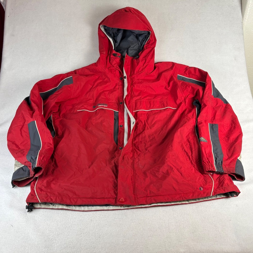 Columbia Vertex Men's XXL Red Gray Insulated Hooded Ski Jacket Parka Snow Coat